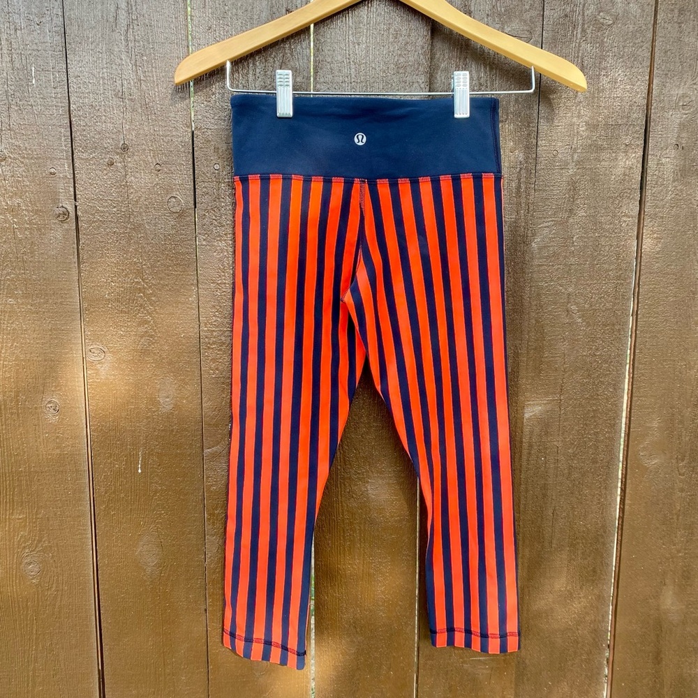 Lululemon stripped orange and blue yoga capri Leggings